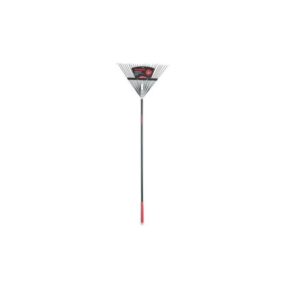 Steel Leaf Rake, 24 Tines, 51 in Straight Fiberglass Handle with Cushion End Grip
