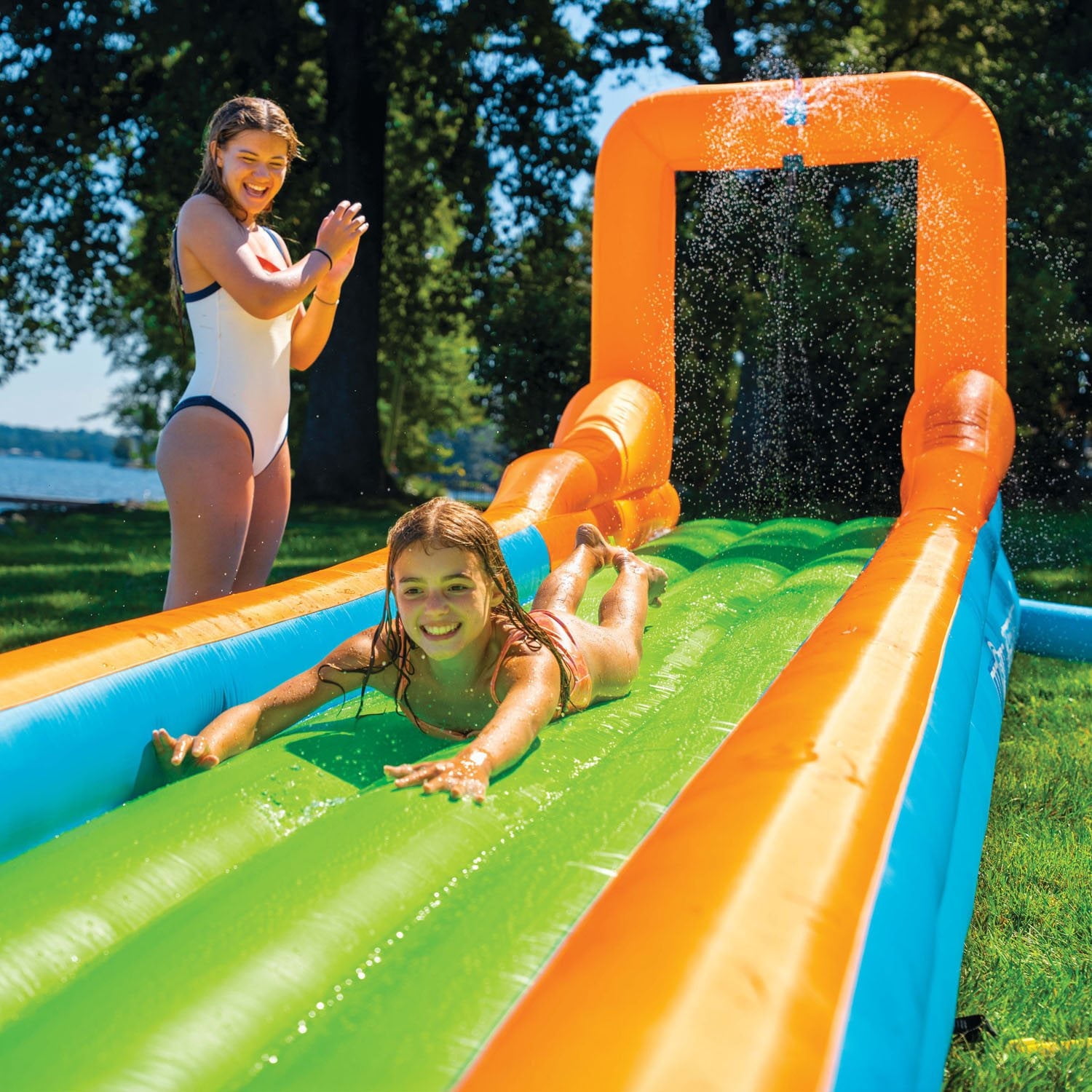 WOW Sports 30 Ft Super Slide Air Glide Inflatable Backyard Water Slide Fun