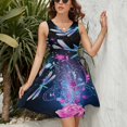 thumbnail image 3 of Neon Dragonfly with Golden Ornament And Rose with Shiny Smoke And Stars Sleeveless Dress Women Summer Evening Dresses Ladies Sundress, 3 of 7