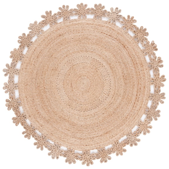 SAFAVIEH Natural Fiber Mabel Geometric Area Rug, Natural, 6' x 6' Round