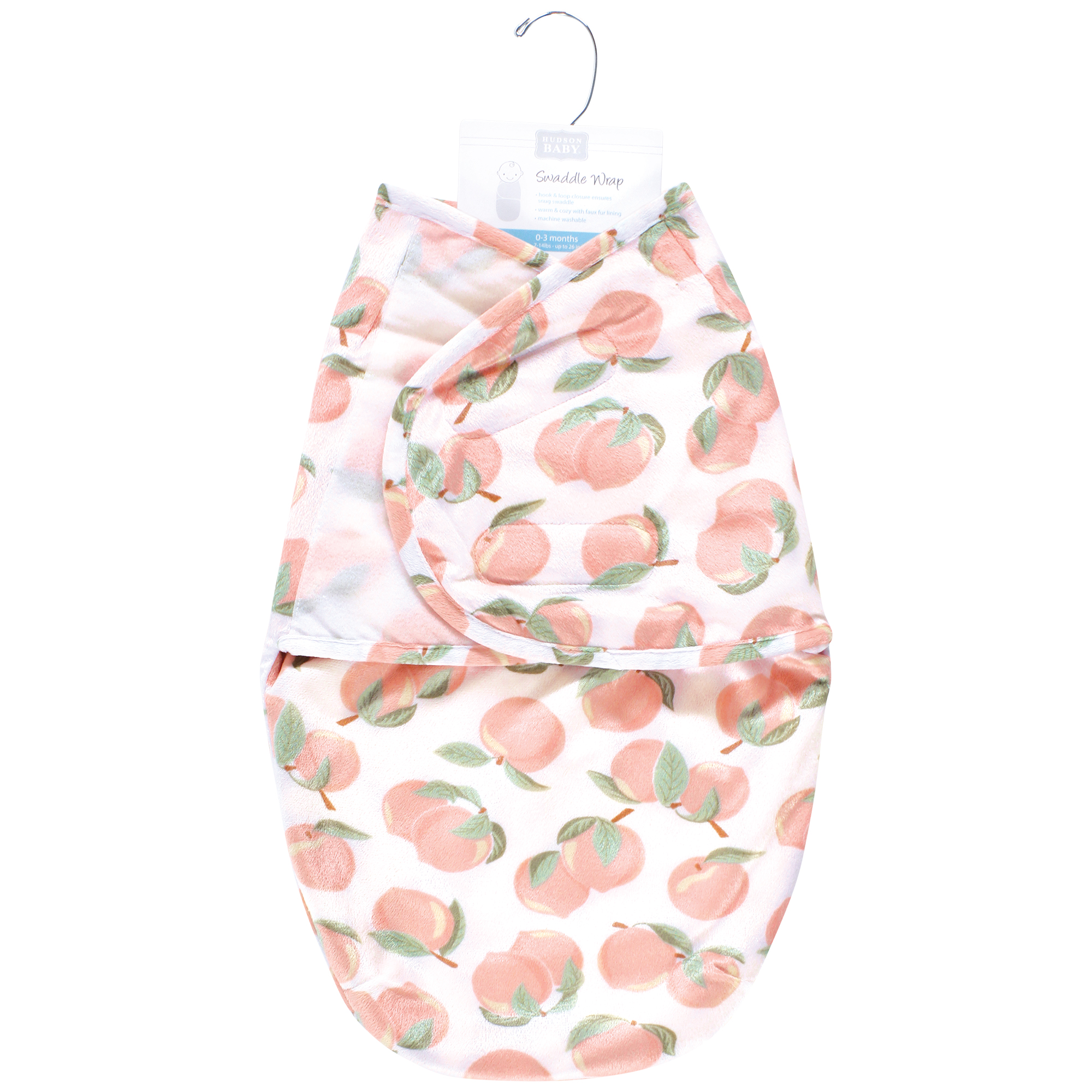 Hudson Baby Girls Plush Faux Fur Swaddle Wrap, Peach, 0-3 Months