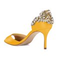 thumbnail image 4 of XYD Women Bejeweled Heel Open Toe D'Orsay Stiletto Heels Satin Pumps Sparkling Crystal Bridal Wedding Shoes Size 11.5 Orange, 4 of 4