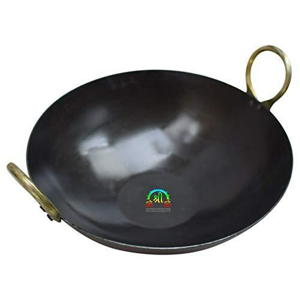 12 INCH INDIAN PURE IRON LOHA KADHAI DEEP FRYING PAN KADHAI FOR FRYING