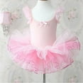 thumbnail image 3 of SPRING PARK Little Girls' Princess Ruffled Mesh Ballet Dancing Pink Bow Tiered Dress Dancewear, 3 of 5