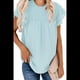 thumbnail image 1 of Blusa Informal de Corta con Cuello Redondo, Encaje, Crochet y Pompones para Mujer, Color Azul L, 1 of 7