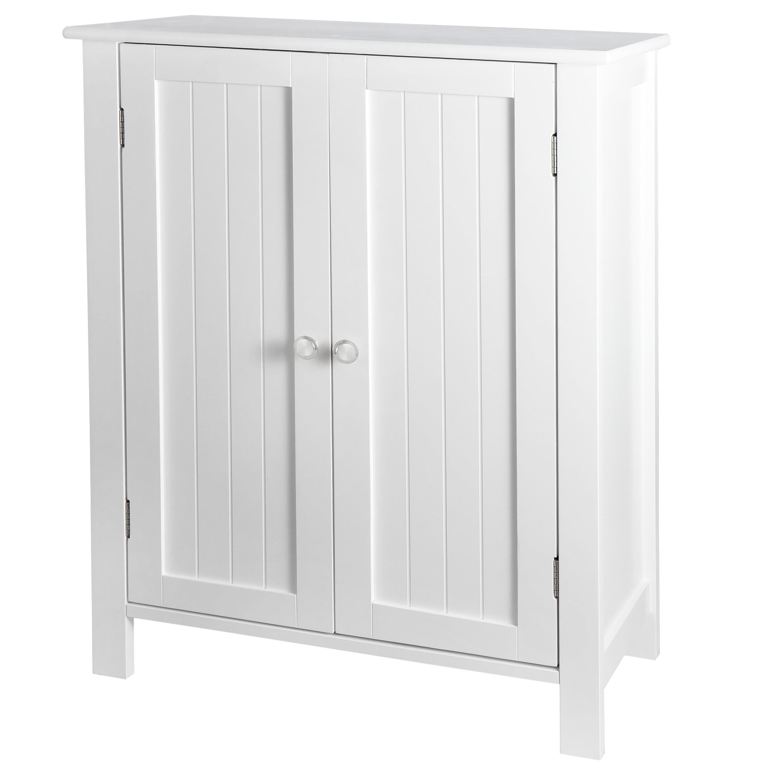 ZENSTYLE White Wooden Bathroom Floor Cabinet Storage Cupboard 3 Shelves Save Space