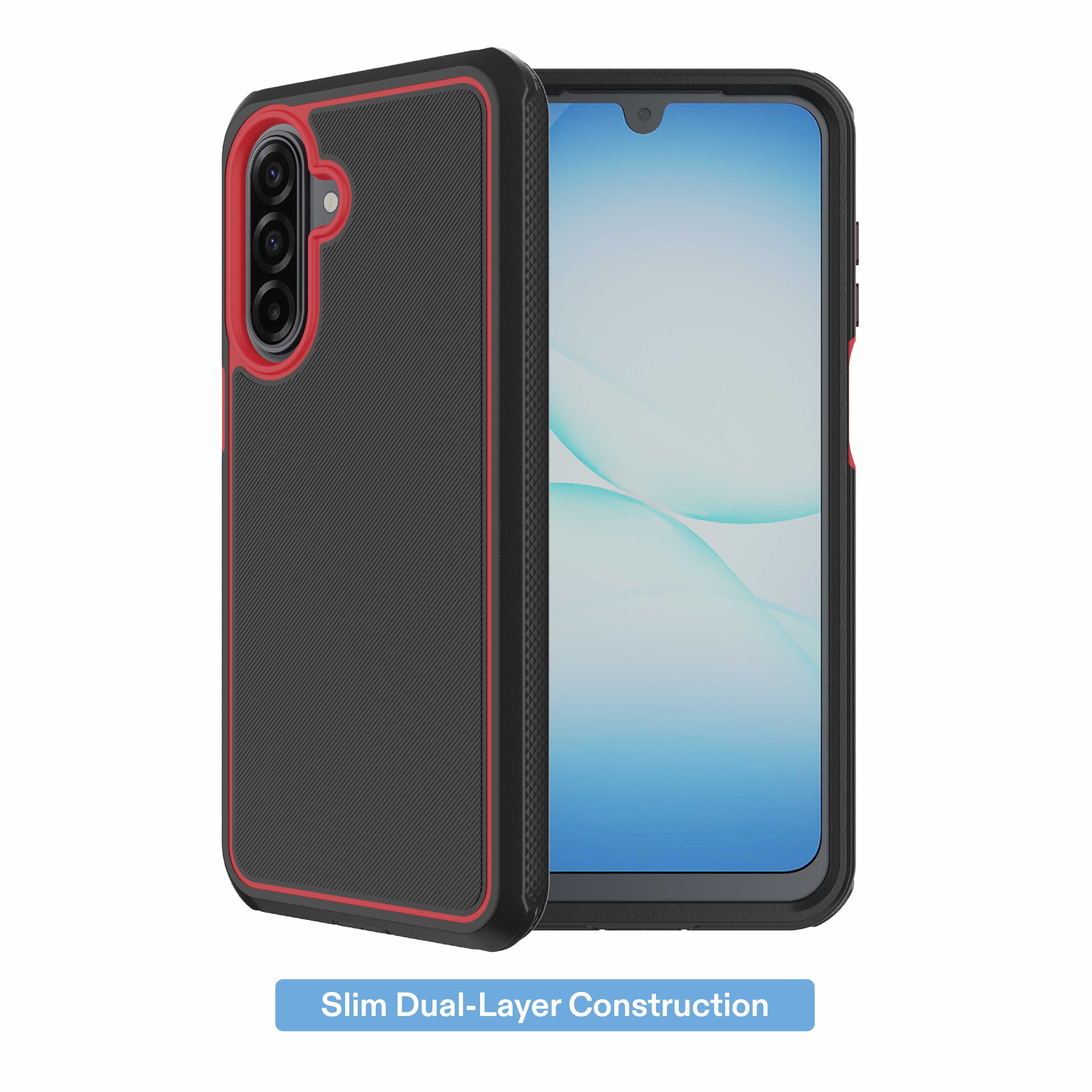 onn Slim Rugged Phone Case for Samsung Galaxy A17 5G - Red/Black
