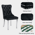 thumbnail image 6 of Contemporary Button Tufted Dining Chairs, High-end Velvet Upholstered Dining Chairs with Nailhead Back and Ring Pull Trim, Wood Dining Chairs for Living Room (Black03 with Steel Leg,Set of 4), 6 of 8