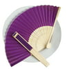 Balsa Circle Decorative Silk Fabric Folding Hand Fans Purple Solid Print Wedding Party Favor