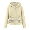 thumbnail image 7 of Women's Sherpa Fleece Hoodies Lined Pullover Fluffy Winter Warm Sweatshirts Solid Color Hooded Sweatshirt with Kangaroo Pocket, 7 of 7