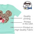 thumbnail image 4 of Women Teen Leopard Print Mickey Ears with Flowers Shirt Floral Adult Women Ladies Boho Character Tshirt (Mint, 4X Large), 4 of 5