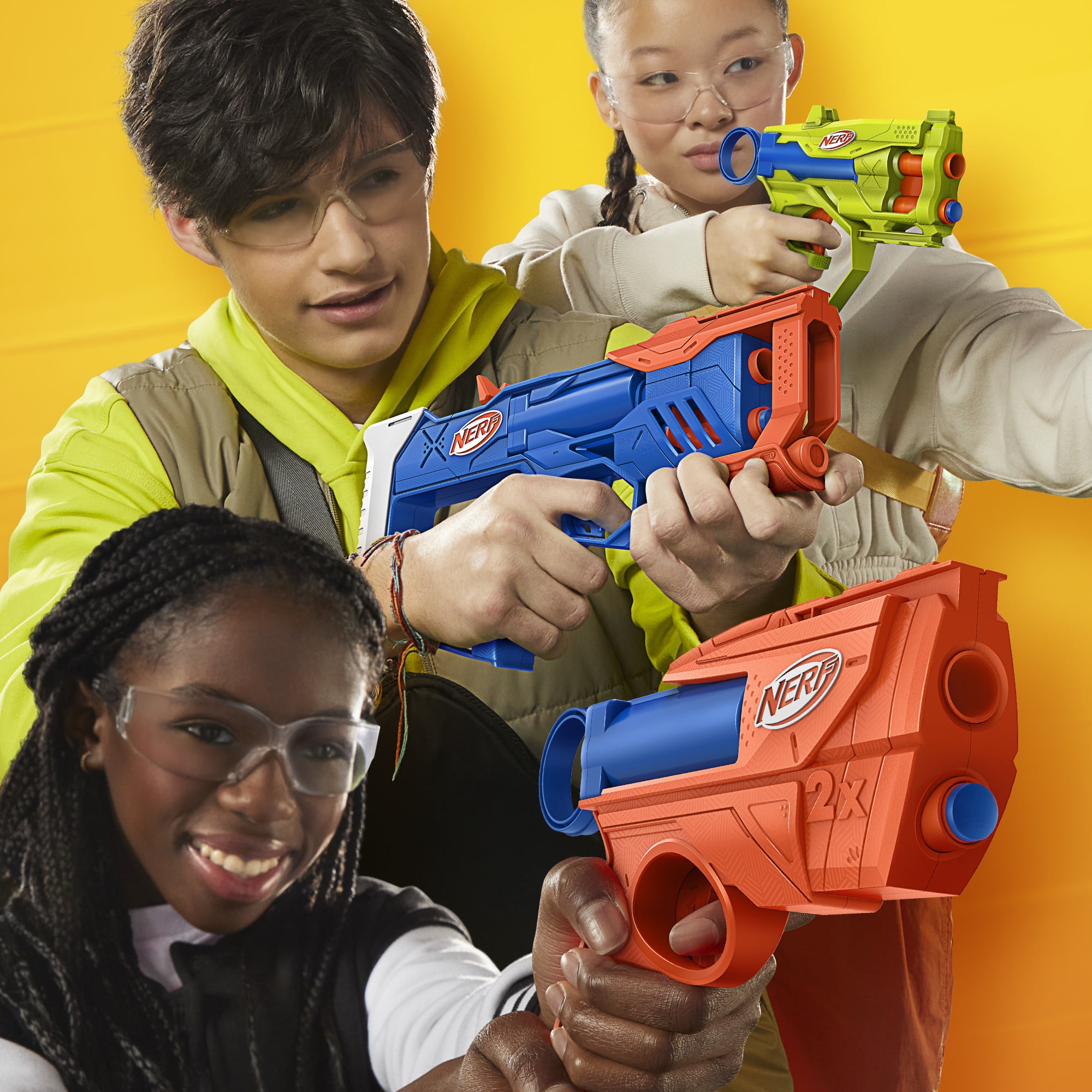 Nerf Triple Action 3-Blaster Pack with 12 Darts for Ages 8+