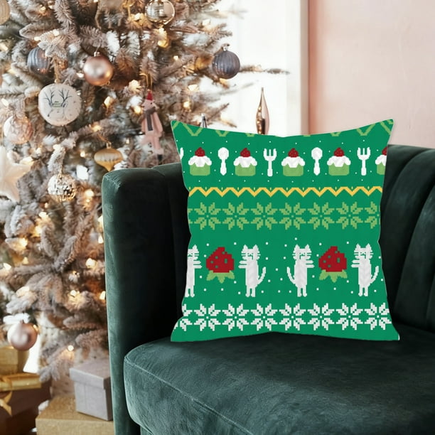 Christmas Pillow Cover Holiday Decorative Pillowcase Festive Decor for Sofa Bed Living Room Seasonal Home Decorations Throw Pillow Cover