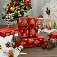 thumbnail image 3 of OAS Red Christmas Wrapping Paper Roll - 3D Embossed Gold Foil Metallic Shine Trees Gift Wrap for Christmas, Winter Holiday, New Year Celebration - Mini Roll - 17 In x 33 Ft, 3 of 13