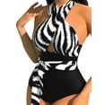 thumbnail image 2 of Blotona Women's Sexy Plus Size Swimsuit Floral Plaid Leopard Print Swimwear Backless Hanging Neck Patchwork Beachwear, 2 of 6