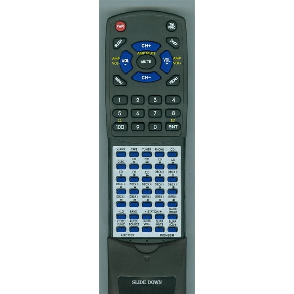 Replacement Remote for Pioneer AXD1103, CU-AV006, DCUAV006, SA1510S, RX721S