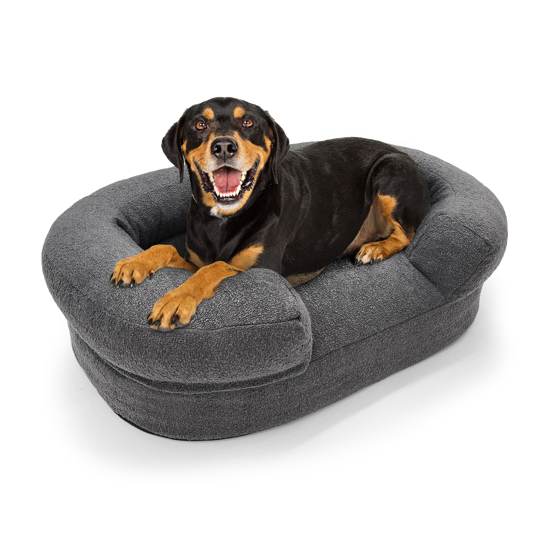 Beautiful Bolster Medium Pet Bed, 36 x 24 x 12in, Charcoal by Drew Barrymore