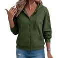 thumbnail image 4 of Tusihei Women Fall Winter Hooded Fleece Shacket Button Down Casual Cardigan Pullover Solid Warm Loose Coat Jacket for Women Outdoor Lounge, Army Green 2XL, 4 of 6