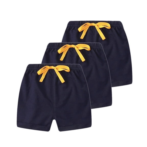 Cethrio Boys Cotton Shorts Size 6, 3 Piece Elastic Waist Drawstring Casual Kids Athletic Shorts Navy
