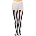 thumbnail image 3 of ToBeInStyle Women's Opaque Wide Vertical Stripes Tights - Black/White, 3 of 8