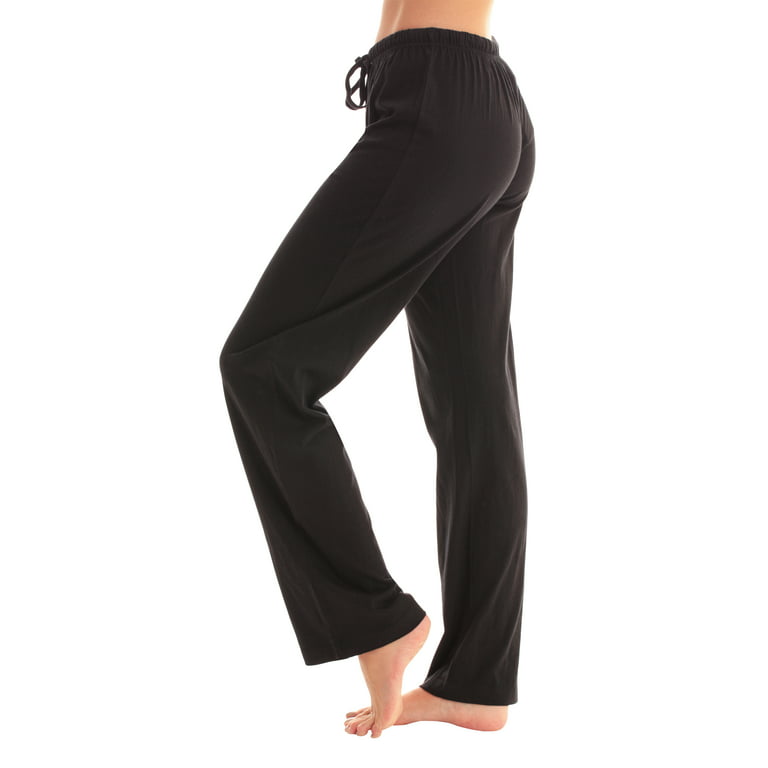 Just Love 100% Cotton Jersey Women Plaid Pajama Pants Sleepwear (Solid Black,  Small) 