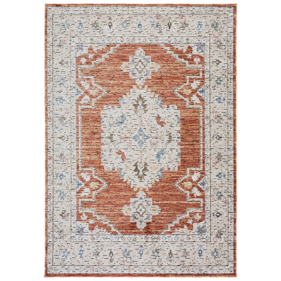 SAFAVIEH Sierra Priscilla Medallion Area Rug, Ivory/Rust, 7'9" x 10'5"