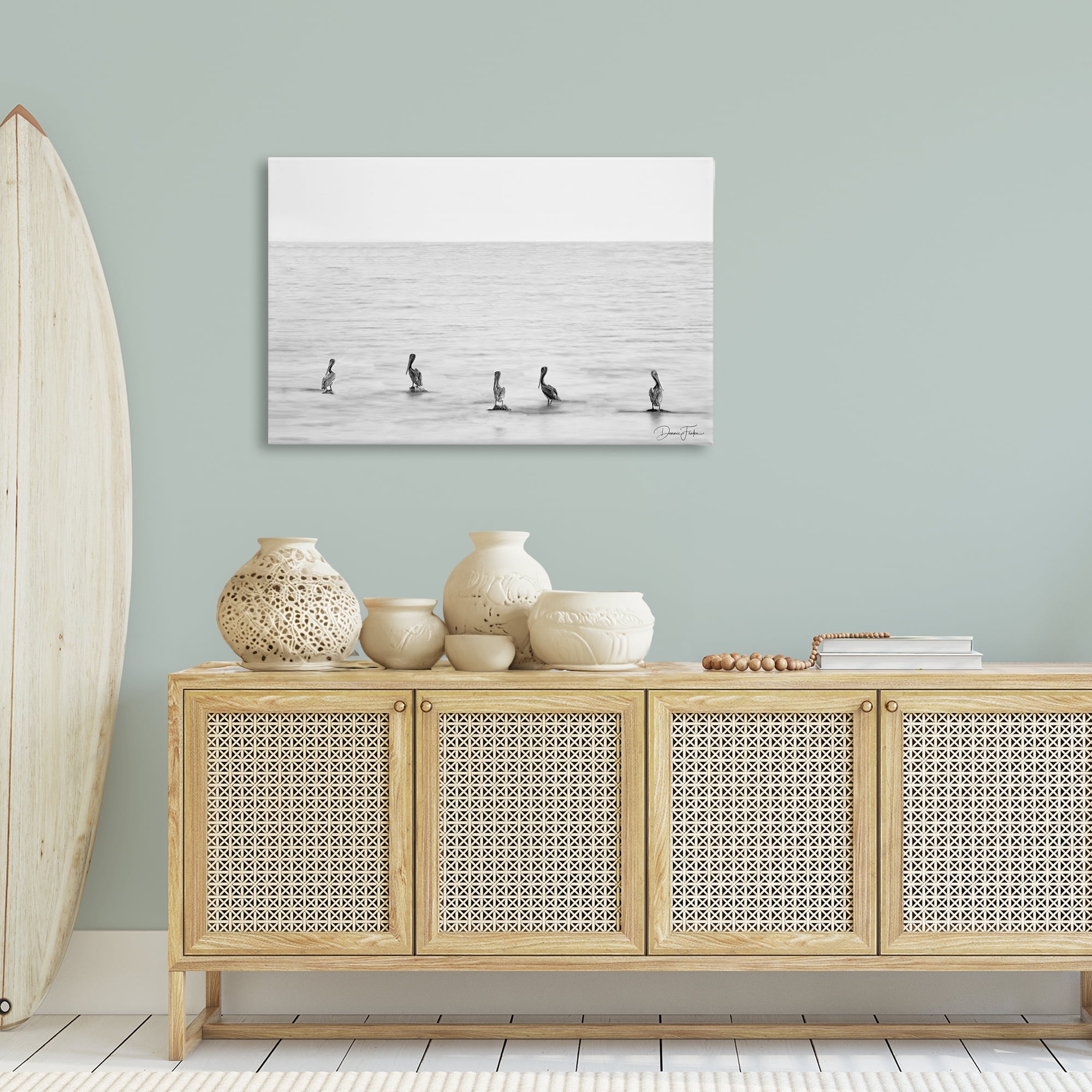 Stupell Industries Pelicans on Shore Landscape Photography Gallery Wrapped Canvas Art Print Wall Art, 36 x 24