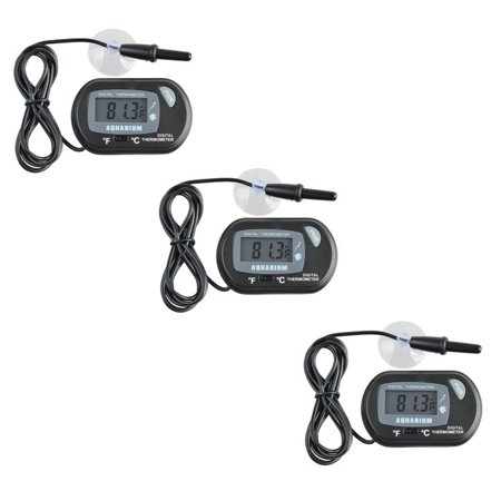 Insten 3 pcs Digital LCD Fish Tank Aquarium Marine Water Proof Thermometer Temperature Black (3-Pack