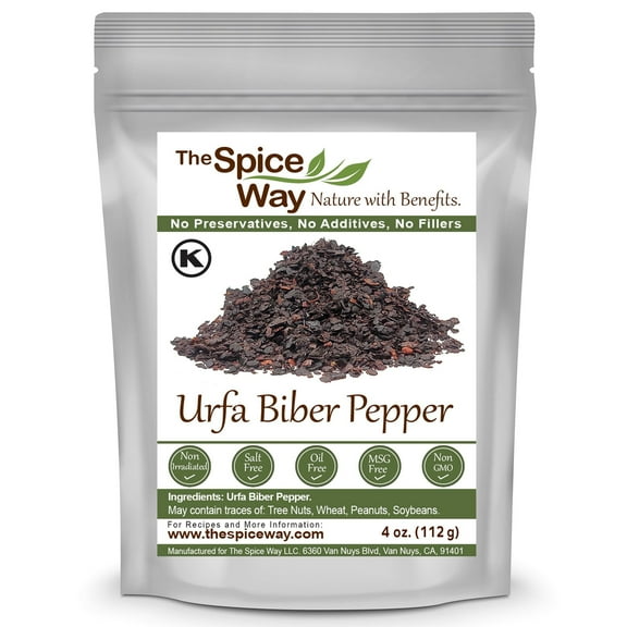 The Spice Way Urfa Biber - a Unique Black Chili Pepper Flakes - 4 oz.