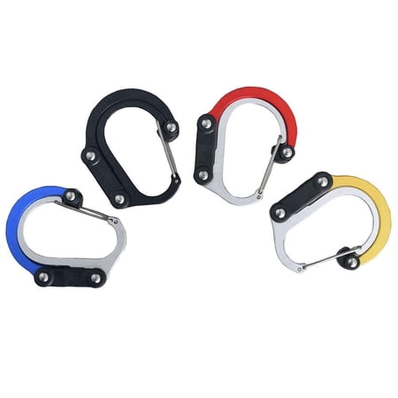 Jinswick Multifunctional D-Type Carabiner Clips 360 Degree Rotating Hook Buckle for Camping Hiking Travel 4 Colors