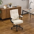 thumbnail image 7 of Ktaxon High Back Office Chair, Rocking Desk Chair with Flip-Up Armrests, Adjustable Height, 360-Degree Swivel & Wheels, Cat Scratch Resistant Fabric, Beige, 7 of 7