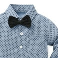 thumbnail image 6 of Baby Boys Casual Outfit Sets Infant Summer Solid Color Lapel Bowknot Long Sleeve Shirt Tops And Suspender Pants Gentleman Two Piece Daily-Wear,Blue,18-24 Months, 6 of 8