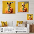 thumbnail image 4 of Designart "Fox in Yellow and Orange Suit I" Animals Framed Wall Art - Traditional Yellow Fox Living Room Framed Canvas Art, 4 of 6