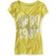 thumbnail image 1 of Aeropostale Womens Aero New York 1987 V-Neck Graphic T-Shirt, Amarillo, Small, 1 of 1