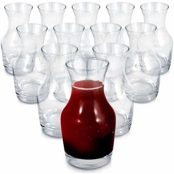 Glass Wine Carafe,6 Oz Small Carafe for Wine, Tasting, Champagne,, Glass Wine Carafe Decanter for Individual Pours 12pcs