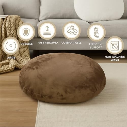 Support Large Circular Cushion Round Floor Pillow Insert, Large