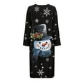 thumbnail image 4 of Yuyamidu Snowman Long Sleeve Bathrobe for Women Snowflake O Neck Robes Christmas Long Zippered Bath Robe Lightweight Sleepwear Pajamas Ladies Dressing Gown Size 2XL, 4 of 7