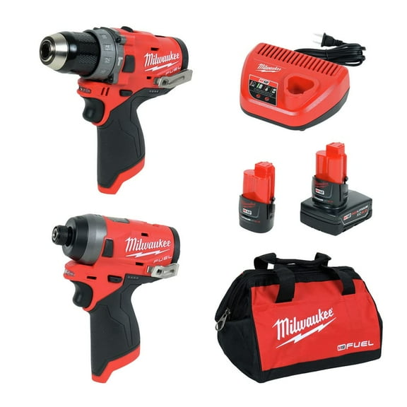 Milwaukee Electric Tools 2598-22 M12 Fuel 2 Pc Kit- 1/2" Hammer Drill & 1/4" Impact C55