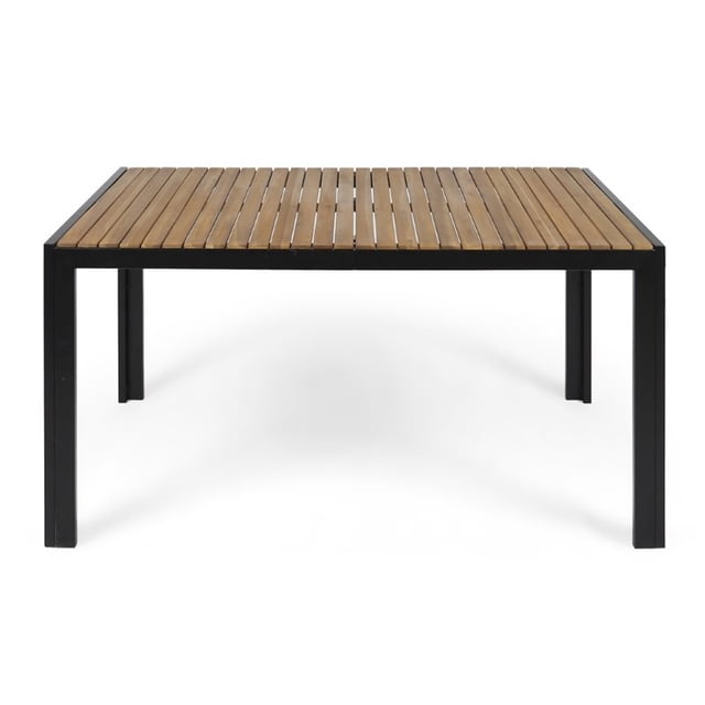 Noble House Pavillion Table à Manger Extérieure en Bois d'Acacia et Fer 59 Pouces en Noir