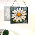 thumbnail image 4 of Daisy Flower Stained Glass Panel Suncatcher Square Window Hanging, 8 Inch Real Glass Decorative Art Sun Catcher for Home, Gift, and Garden Decor 78OR11, 4 of 6