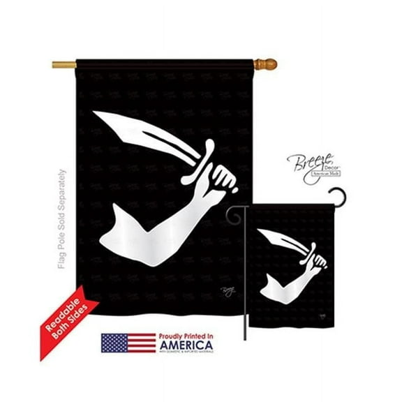 Breeze Decor 07037 Pirate Thomas Tew 2-Sided Vertical Impression House Flag - 28 x 40 in.