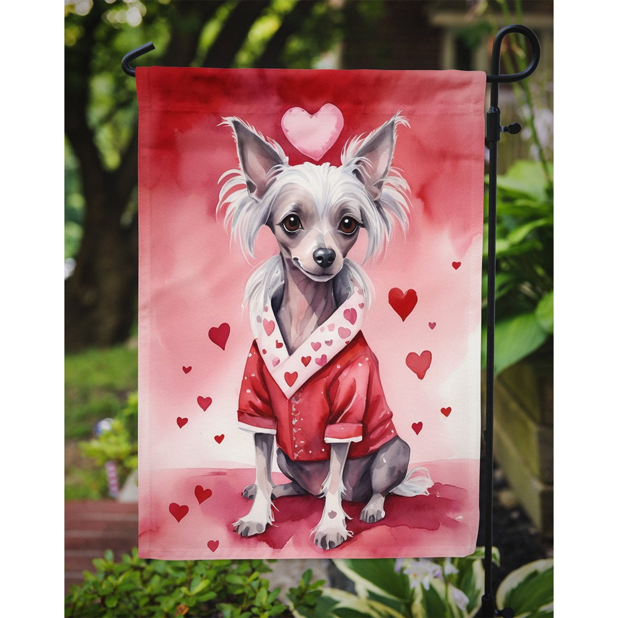 Chinese Crested My Valentine Garden Flag 11.25 in x 15.5 in