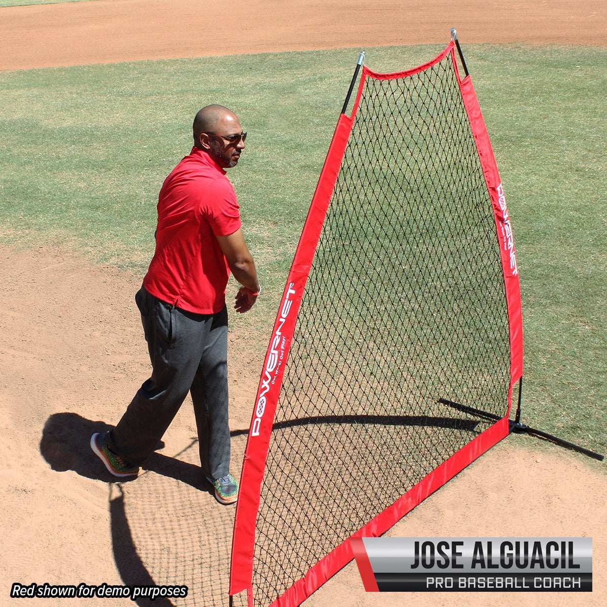 Powernet Portable Baseball Practice Net for Pitching and Hitting, Softball Pitching Net, Pop Up Batting Cage Net Coach Shield from Errant Throws, Backyard Outdoor Training, 7 FT A-Frame Screen