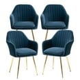 thumbnail image 2 of AVAWING Accent Arm Chairs Upholstered Velvet Dining Chairs Set of 4, Golden Legs, Indoor, Blue, 2 of 7