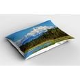 thumbnail image 2 of Ambesonne Alaska Pillow Sham 2 Pack, Snow Covered Mountain, 30"x20", Forest Green White Blue, 2 of 3