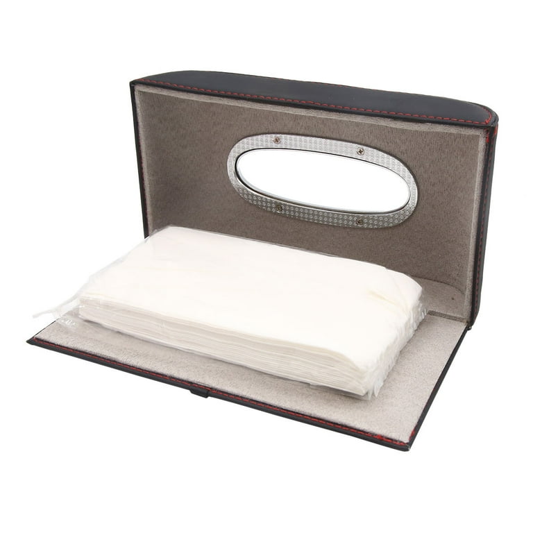 Unique Bargains Black Red Faux Leather Tissue Box Cover