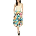 thumbnail image 2 of White Mark Women's Leaf Print Vintage Flared Midi Skirt, 2 of 6
