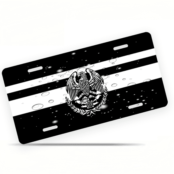 1 Pcs 2D Flat License Plate Covers & Frames, Black and White For Decorative Front, Waterproof For Decoration Aluminum License Plate Covers & Frames Cover For Men Women, 12" X 6"