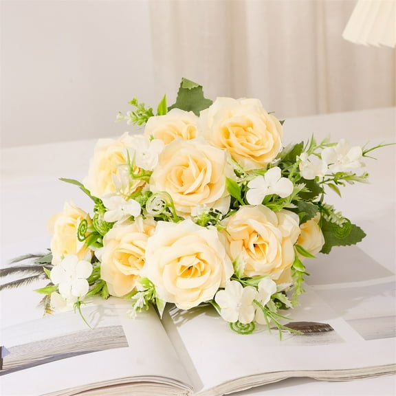 Artificial Flowers Wedding Bouquets for Bride Bridesmaid Purple and Lilac Artificial Rose Bouquet Fake Silk Roses Flowers Bunches Bulk for Home Office Garden Parties