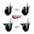 thumbnail image 2 of 3.5 Inch Hard Rubber 3/8 Inch Threaded Stem Caster Set 2 Brakes SCC, 2 of 2